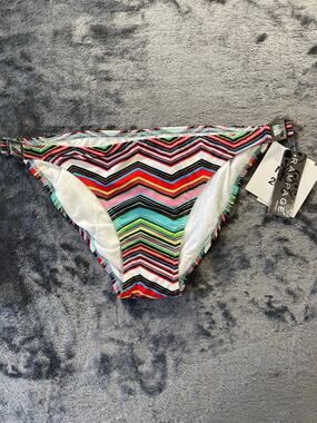 Vintage Y2K NWT Deadstock Rampage Multicolor Chevron Narrow Tab Bikini Bottom